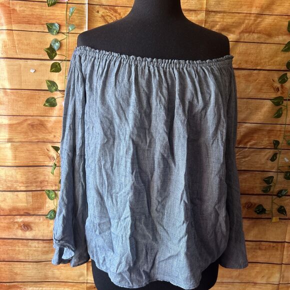 Ganji LA Off Shoulder Cotton Blend Flutter Sleeve Blouse Size M - Picture 2 of 7